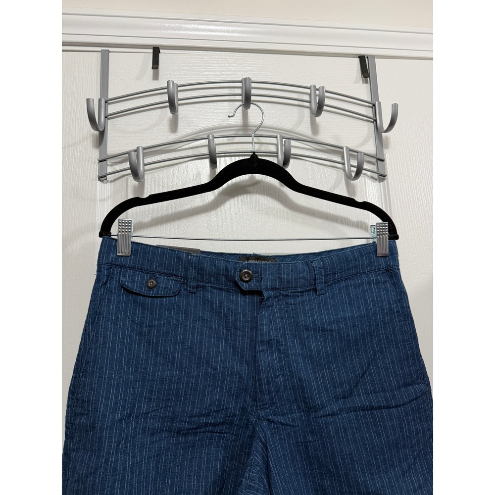 Banana Republic Blue Pinstripe Linen Blend Slim Fit Shorts 7" Inseam Mens 31 NEW - Picture 5 of 16